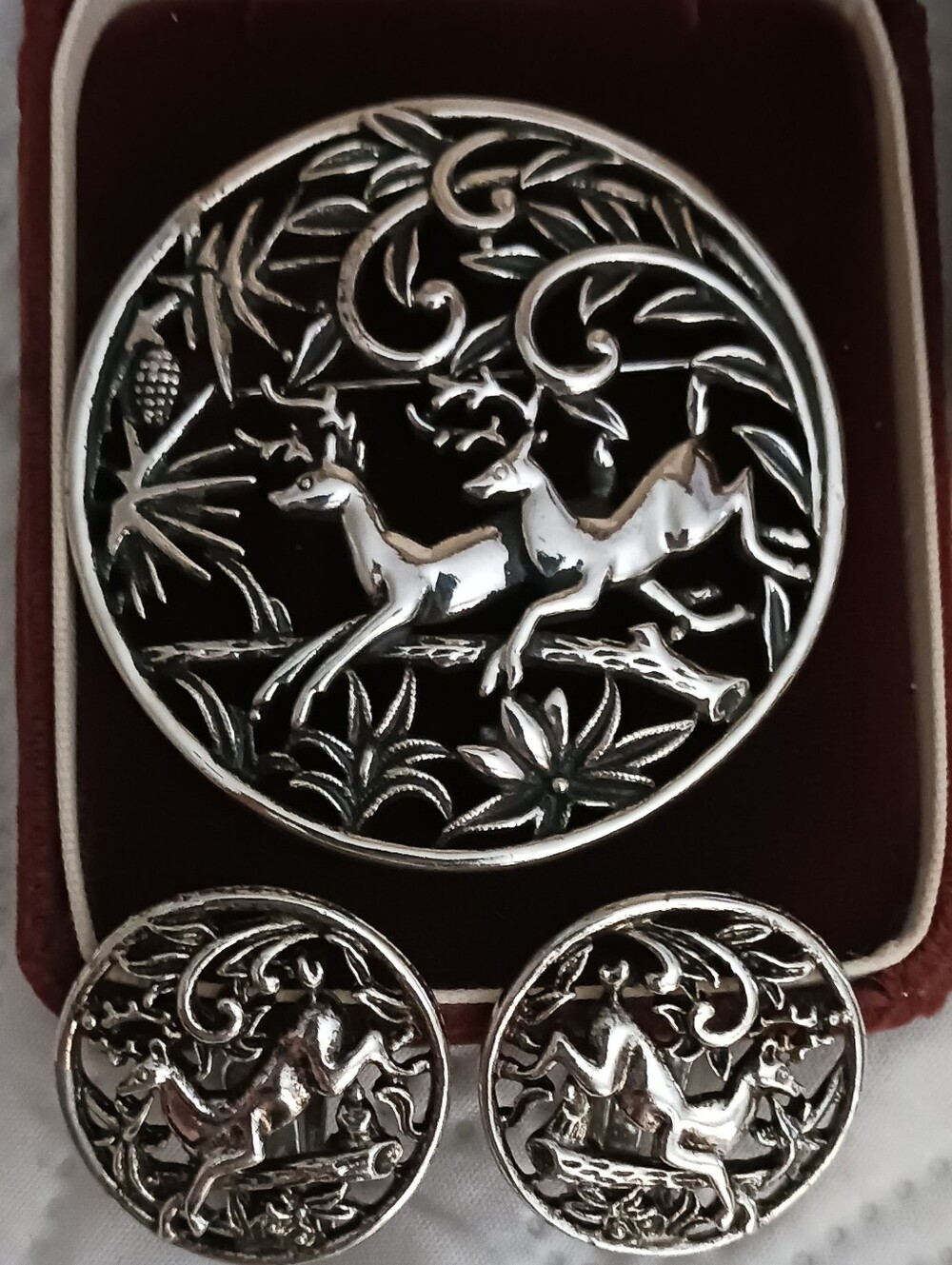 Sarah Cov Woodland Flight Set Brooch & Clip Earrings